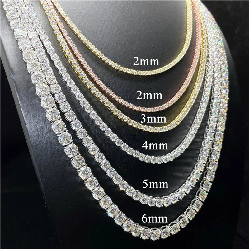 Premium Unisex Moissanite Tennis Necklace for Men Original 925 Sterling Silver Hip Hop Tennis Bracelets for Women