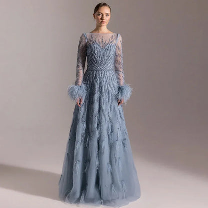 Exquisite Beading Feathers Customized Vestido De Festa High Quality Organza Evening Dress Elegant A-Line Satin Homecoming Dress