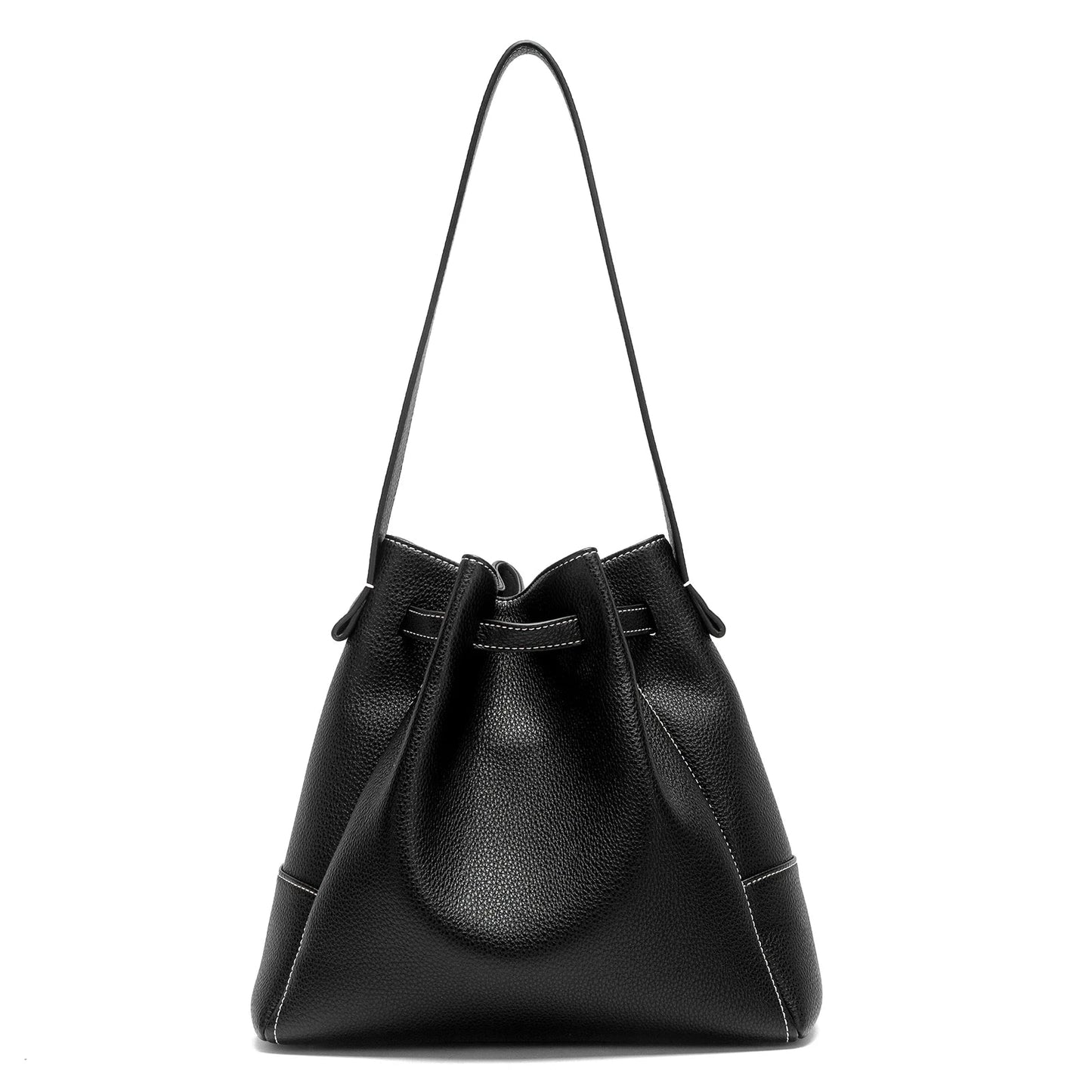 Women's Drawstring Bag Spring Simple Black Casual Women's Bag Mommy Shopping Bag