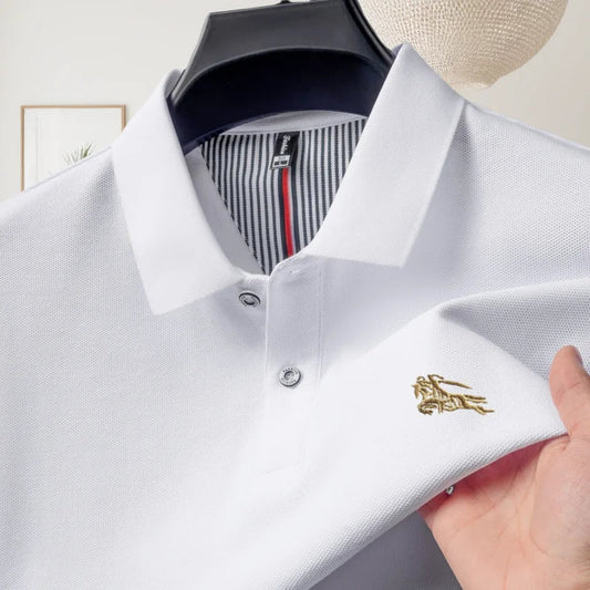 100% pure cotton luxury brand short sleeve men's polo shirt summer fashion letter embroidery design golf top breathable T-shirt