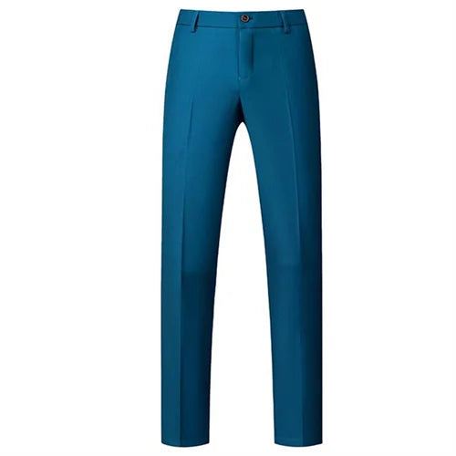 New Men Solid Colour Formal Suit Pants Black / Red / Royal Blue Homme Wedding Office Social Slim Fit Trousers
