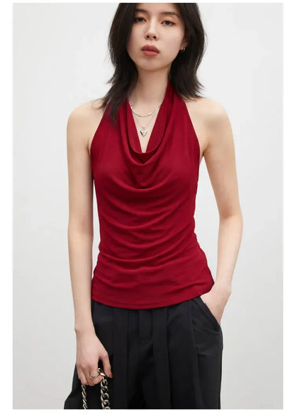 Fashion Women Tanks New Swinging Collar Hanging Neck Camis Slim Backless Sexy Suspender Female Vest Spring Summer 2026