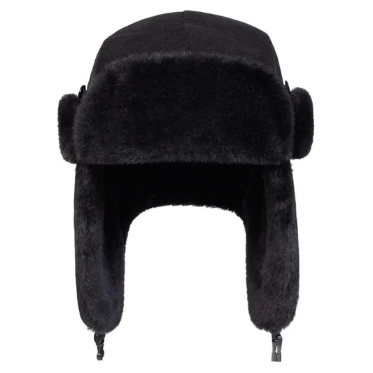 Unisex Solid Color Corduroy Lei Feng Hat Winter Earflap Hat Keep Warm Ski Hat Bomber Hat for Outdoor Riding Snow Activities