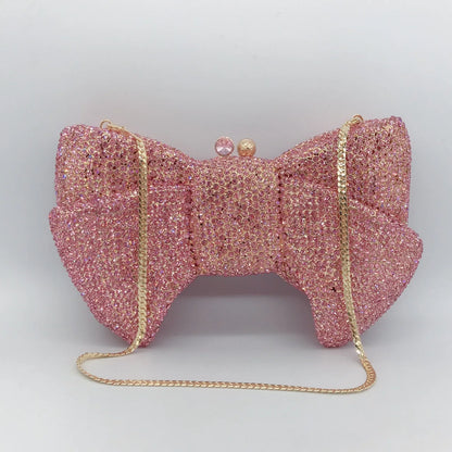 Bow Hollow out Crystal Banquet Wedding Party Dress Bag Rhinestone Luxury Designer Handbag Stone Elegant Bow Clutch Purse Bag