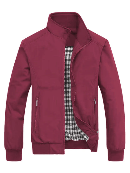 Men's Classic Design Sports Jacket, Casual Baseball Collar Zipper, Spring and Autumn Solid Color, Fashionable Daily Wear Jacket