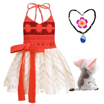 Baby Girls Dress Up Moana Costume Toddler Kids Summer Princess Dress Children Halter Dress Backless Carnival Halloween Clothes