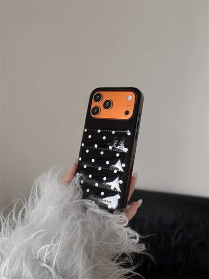 Luxury Silver Leather Love Heart Phone Case For iPhone 17 Pro 16 15 14 Pro Max Back Cover with Hand Strap Shockproof Cute Cases