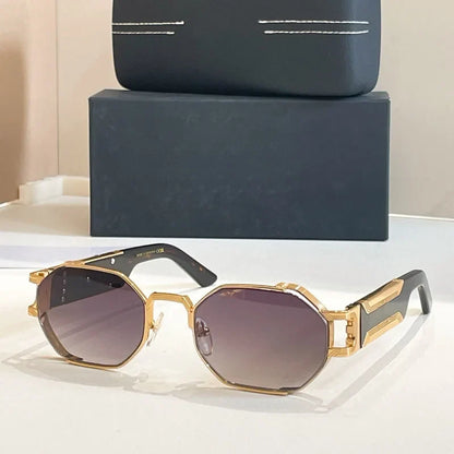 New Fashion Street Polygon Sunglasses Alloy Acetate for Men Women Classical High Quality UV400 Vintage Original Design with Case