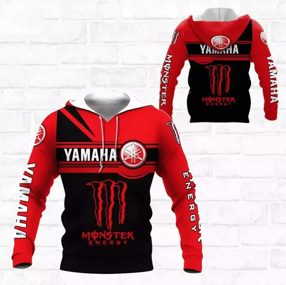 men's 3D printed motorcycle hooded pullover shirt, suitable for street wear and motorcycle riding