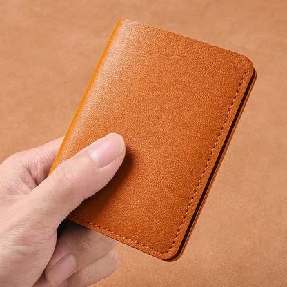 Portefeuille mini en cuir souple 2025 – Porte-cartes pliable fin avec bouton-pression pour femmes et hommes