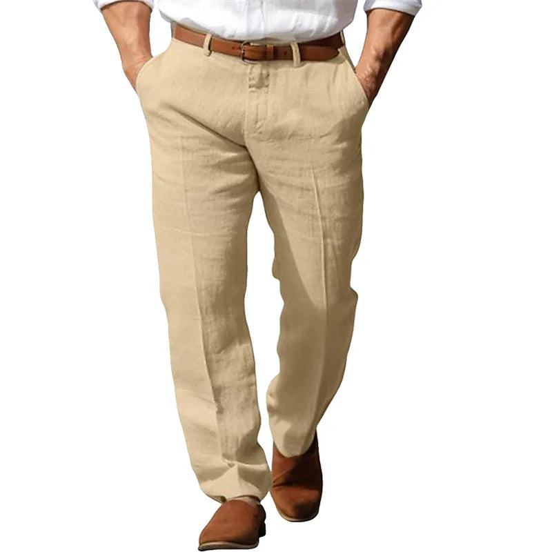 Men's Formal Linen Summer Pants Straight Tube Solid Color Comfortable Breathable Formal Business Fashion Basic Style