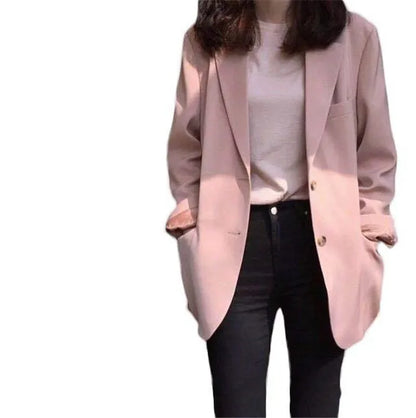 Chic Black Women's Short Suit Jacket Korean Style Casual High-End Feeling Spring Autumn New Fashion Polyester Fiber Coat