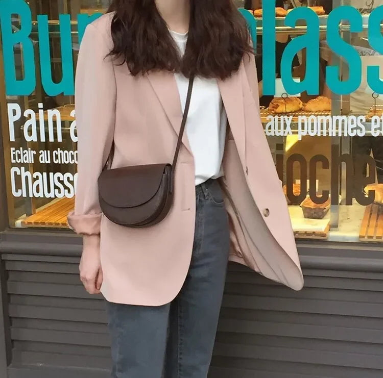 Chic Black Women's Short Suit Jacket Korean Style Casual High-End Feeling Spring Autumn New Fashion Polyester Fiber Coat