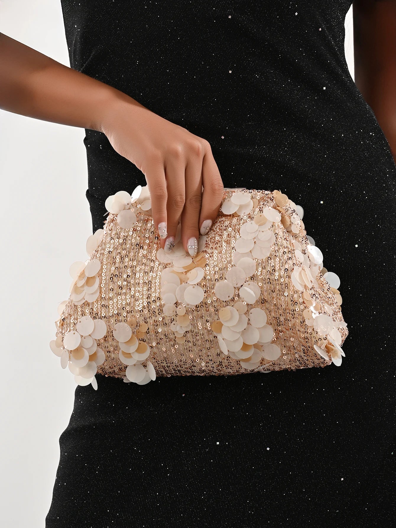 Dinner bag Fashion sequin messenger bag Women's simple handbag, large sequin clutch bag Versatile chain shoulder messeng  bag