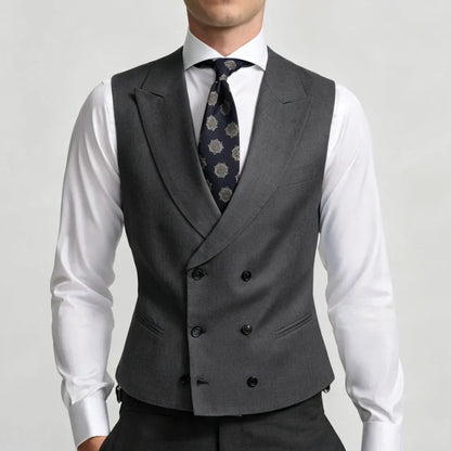 Men Vest Sky Blue Double Breasted Solid Waistcoat For Wedding Banquet Business Party Work Office Casual Daily Men Suit Vest