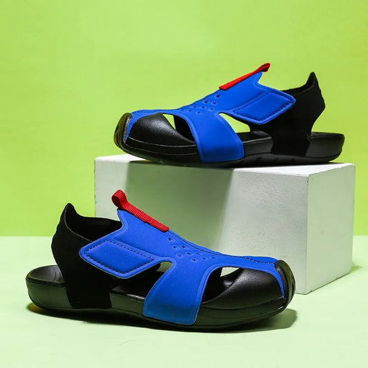 Kids Sport Sandals Summer Boys Closed-Toe Water Shoes, Non-Slip Luxury Beach Flat Shoes for Toddler Boys Girls
