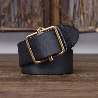 3.8 Wide Pure Cowhide Genuine Leather for Men's High Quality Jeans No Drilling Smooth Buckle Belts Cowboy Waistband Male Fashio