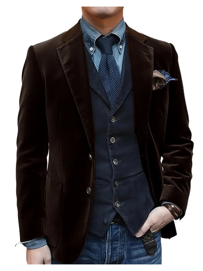 Vintage Red Velvet Suit Blazer For Men Elegant Casual Sports Jacket Man Jackets Mens Clothing Men's Male Coats