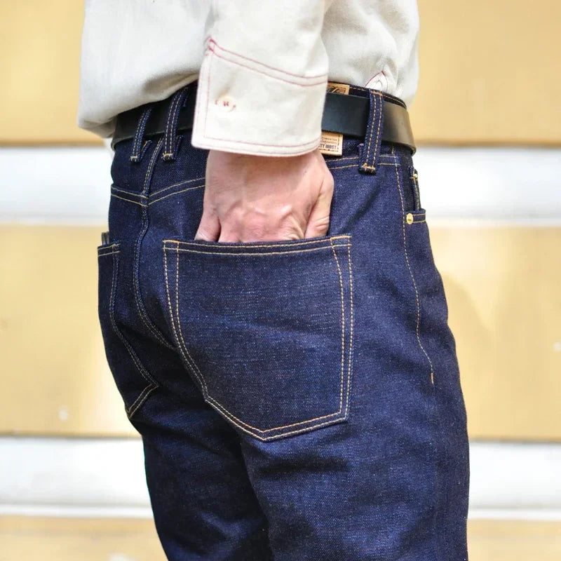 Mens Jeans 21 Oz Rainbow Selvedge Denim Vintage Raw Jeans for Men Sanforized Unwashed Heavyv Denim Jeans