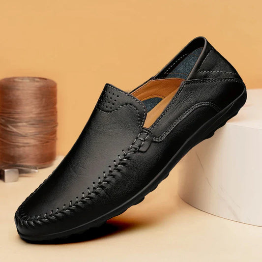 Men's Business Casual Shoes Leather Stitching Comfortable Breathable Rubber Bottom Second Layer Cowhide