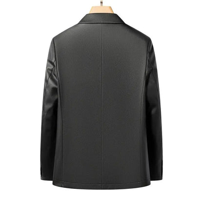 New Men's Business Casual Fashion Leather Blazer Sheepskin Slim Fit High-End Genuine Leather Jacket