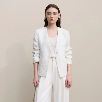 Blazer Women 2026 Autumn New Elegant Versatile V-neck Jacket Female Single Button Slim Women's Long Sleeve Top 12641057