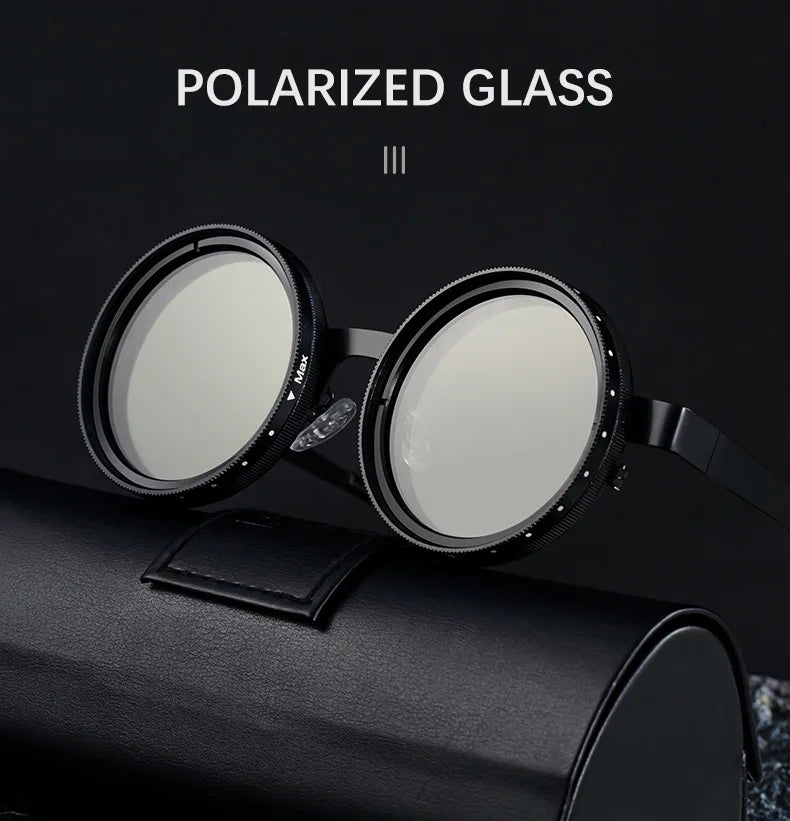 Cycling ND2-400 9 Level Adjustable Dimming Polarized Sunglasses Men Women Fishing Punk Round Glasses Eyeglasses ND Filter