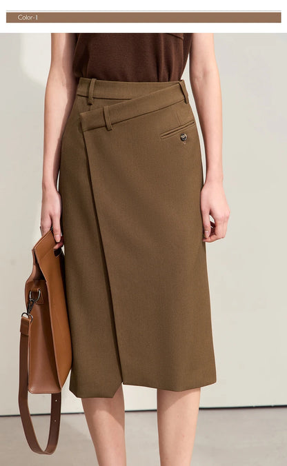 Minimalism 2024 Autumn Skirts for Women New Commuter Intellectual One-piece Wrap A-line Solid Slim Blazer Skirt 12443019