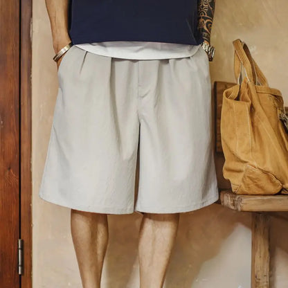 Men's Gurkha Wide Leg Shorts Minimalist Old Money Style Japanese Woven Workwear Casual Thin Summer Daily Men Shorts