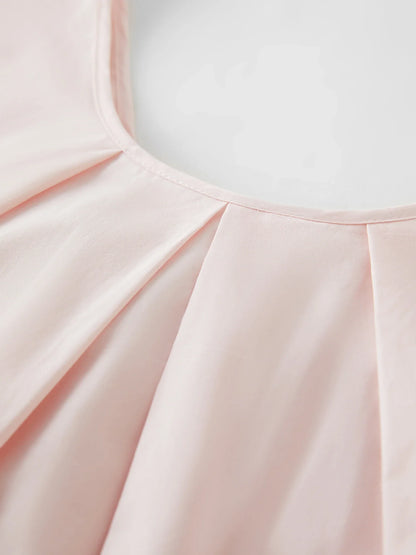 Korean Style Twisted Sleeveless Shirt Female 2025 Summer New V-neck Slim Cotton Pink Top 25FS12743