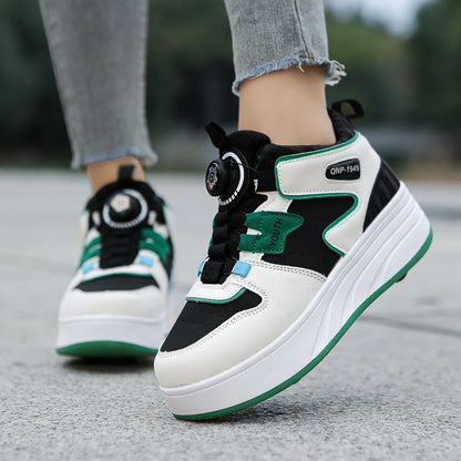Students Children's Shoes Four Wheel Light Shoes Boys Invisible Roller Shoes Large Size Outdoor Sports Walking Shoes Women