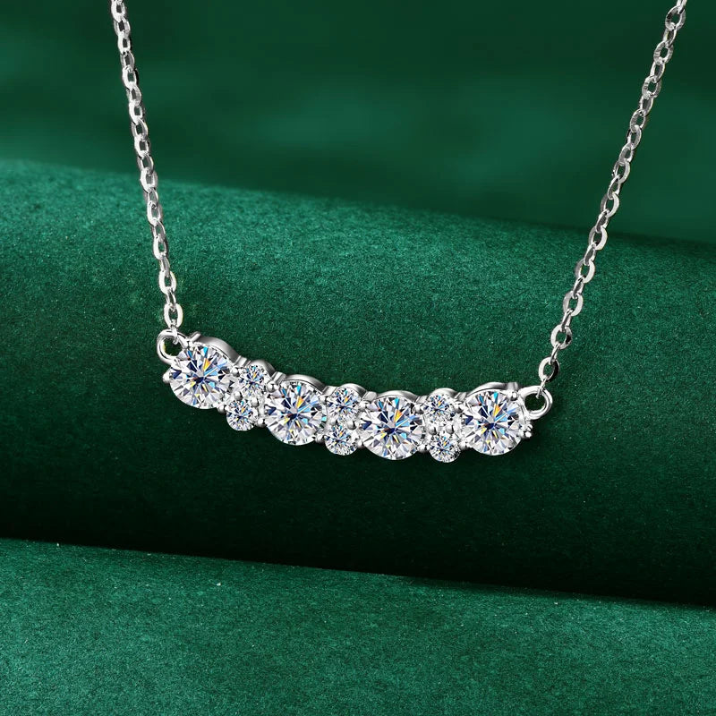 GRA Certified Full Moissanite Smile Pendant Necklace for Women 925 Sterling Silver Clavicle Chain Jewelry Gift Collares