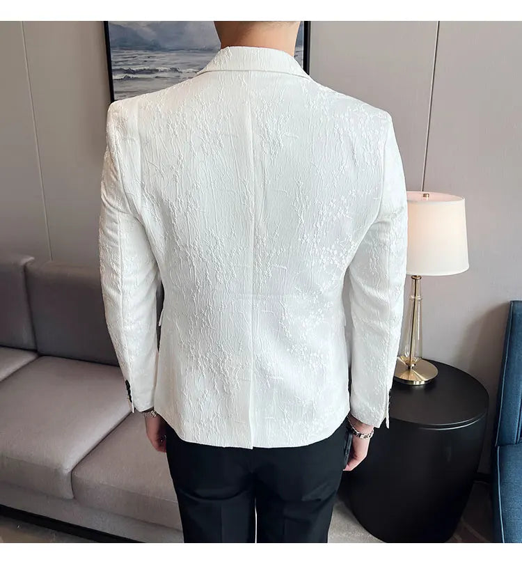 New Luxury Jacquard Floral Suit Jacket High Quality Men Business Slim Fit Casual Social Blazers Coats Formal Stage Prom Tuxedo