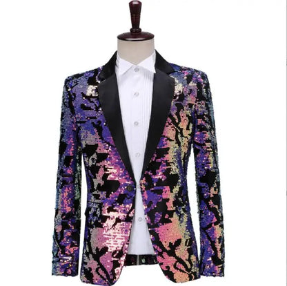 2026 New Men's Red Suit Jacket, Wedding Party Slim Dress Coat, Sequin Decoration Luxurious Blazers Blue Green Terno Masculino