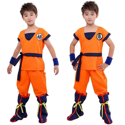 Halloween Adult Kids Son Goku Cosplay Costumes Suits Krillin Outfits Anime Party Child Costumes Tail Wrister Super Saiyan Wig