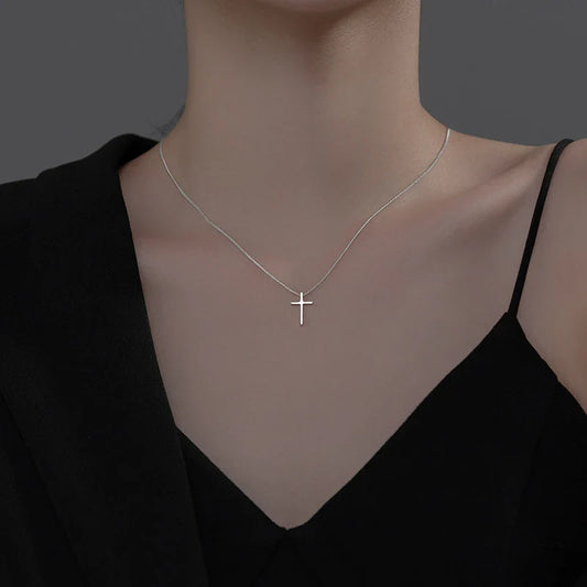 Fashion Link Chain Necklace for Women Sterling Silver 925 Cross Pendant Necklace Ethnic Style Fine Jewelry 2025 Design