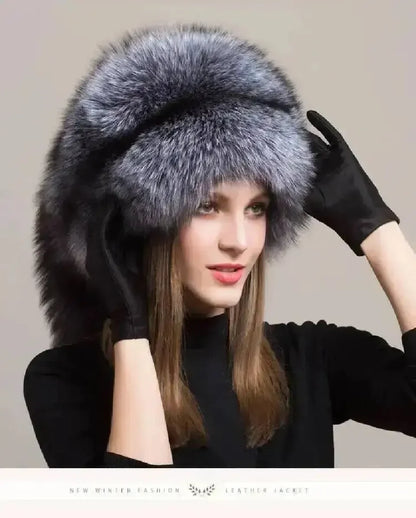Real Fox Fur Hat For Women Winter Ear Protection Genuine Fur Hat Russian Natural Fur Bomber Hat Outdoor Thicken Warm Fur Caps