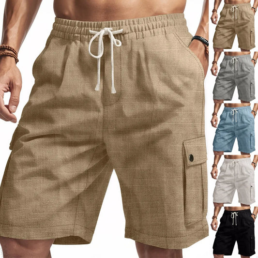 Fashion Shorts Men Summer Linen Tactical Outdoor Beach Casual Shorts Male Vintage American Workwear Cargo Pantaloncini Uomo