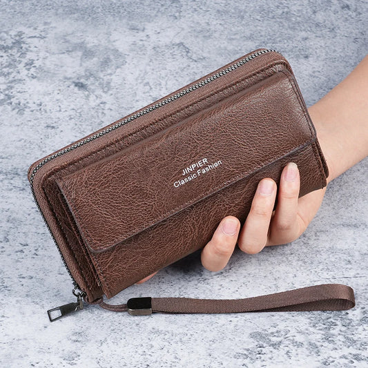 Portefeuille homme transfrontalier, matière PU, plusieurs emplacements pour cartes, portefeuille long décontracté, nouveau style, grande capacité, pochette à main, téléphone portable