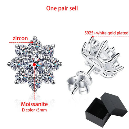 0.3-0.5CT White Gold Certified Moissanite Earring Studs for Women Sparkling Simulated Diamond Jewelry 925 Sterling Silver