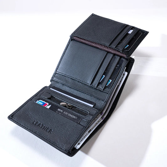 Portefeuille homme Portefeuilles en cuir véritable pour hommes Porte-monnaie Vintage Vertical Court Porte-cartes de crédit Sac à main Portefeuille RFID pour hommes