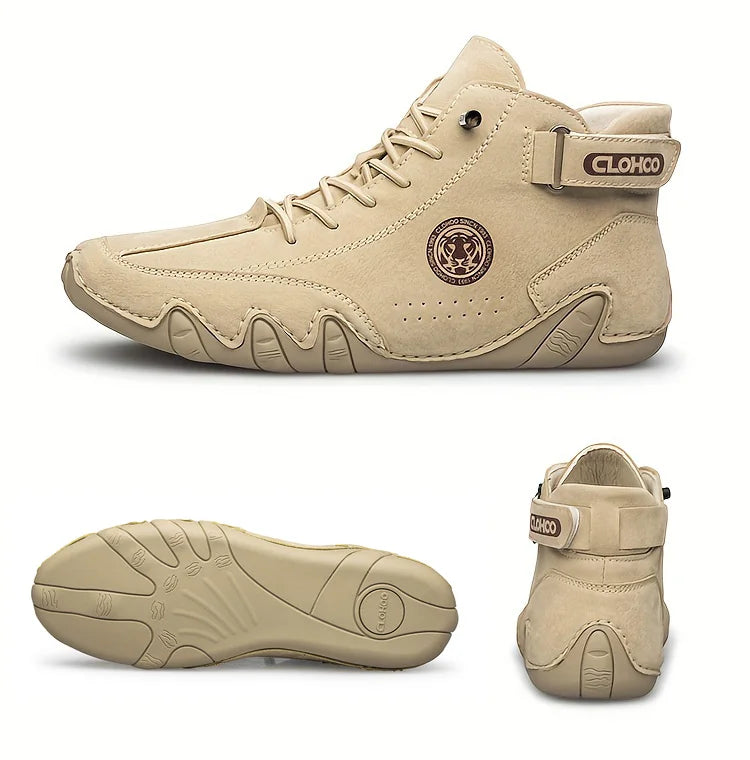 Hand-Sewn Octopus Design Men's Short Boots High-Top Leather Riding Boots Stylish Men's Footwear