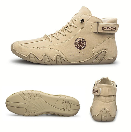 Hand-Sewn Octopus Design Men's Short Boots High-Top Leather Riding Boots Stylish Men's Footwear