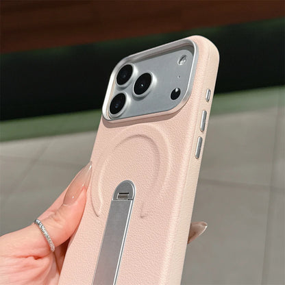 Stand Holder Magnetic Leather Phone Case for IPhone 17 16 15 14 13 Pro Max for Magsafe Wireless Charge Shockproof Cover