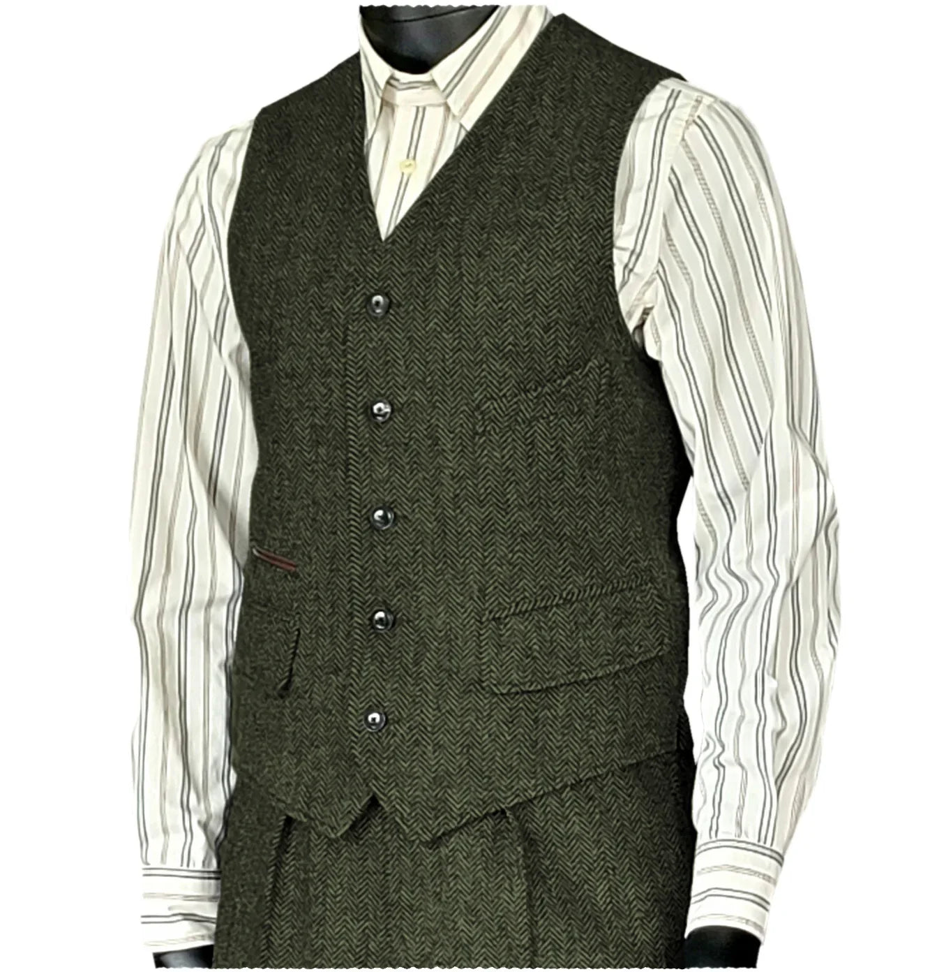 Men's Houndstooth Wool Vest British Style Business Waistcoat Casual Sleeveless Jacket Ready‑to‑Ship Business Outfit  for Men
