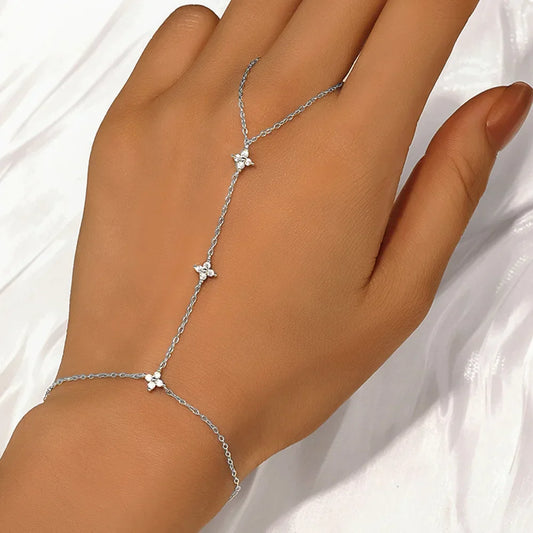 Bague de doigt en zircon 5A Bracelets chaîne Œil de cheval Trèfle porte-bonheur Bracelet en diamant de laboratoire pour femmes Réglable Bijoux en argent 925