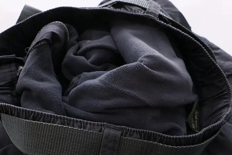 Men's Winter Thicken Fleece Cargo Pants Double Layer Straight Pants Men Casual Cotton Tactical Baggy Pant Warm Trousers S-5XL