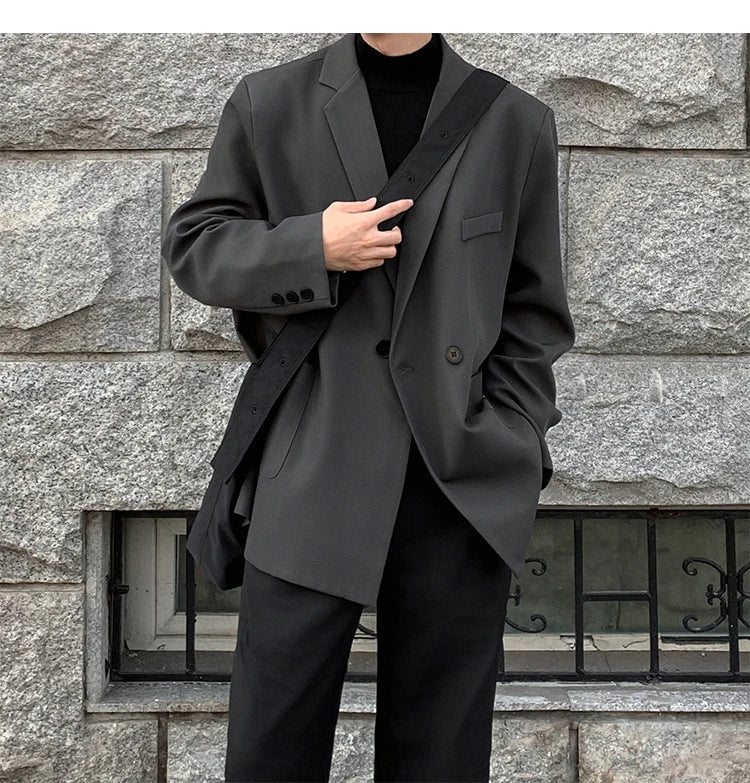 Spring Summer Men Formal Blazers Men Korean Fashion Loose Casual Dress Jacket Men Harajuku Social Suit Jacket Clothing