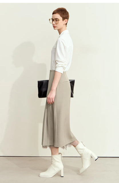 Minimalism Skirts for Woman 2025 Spring New Elegant Patchwork Lace Women's Clothing Retro Lady A-Line Pleated Skirt12443013