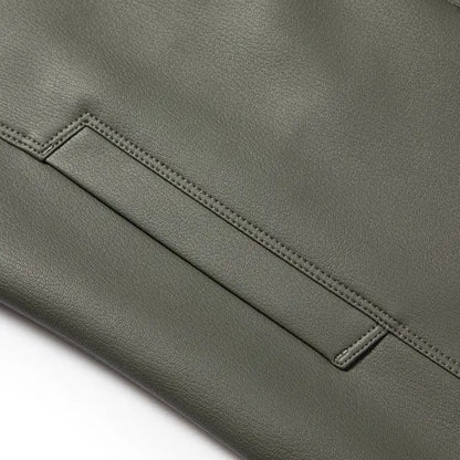 New Spring and Autumn 2025 Casual Leather Jackets, Men's Stand-Up Collar Leather Jackets, and High-End Large-Sized Goatskin Coat